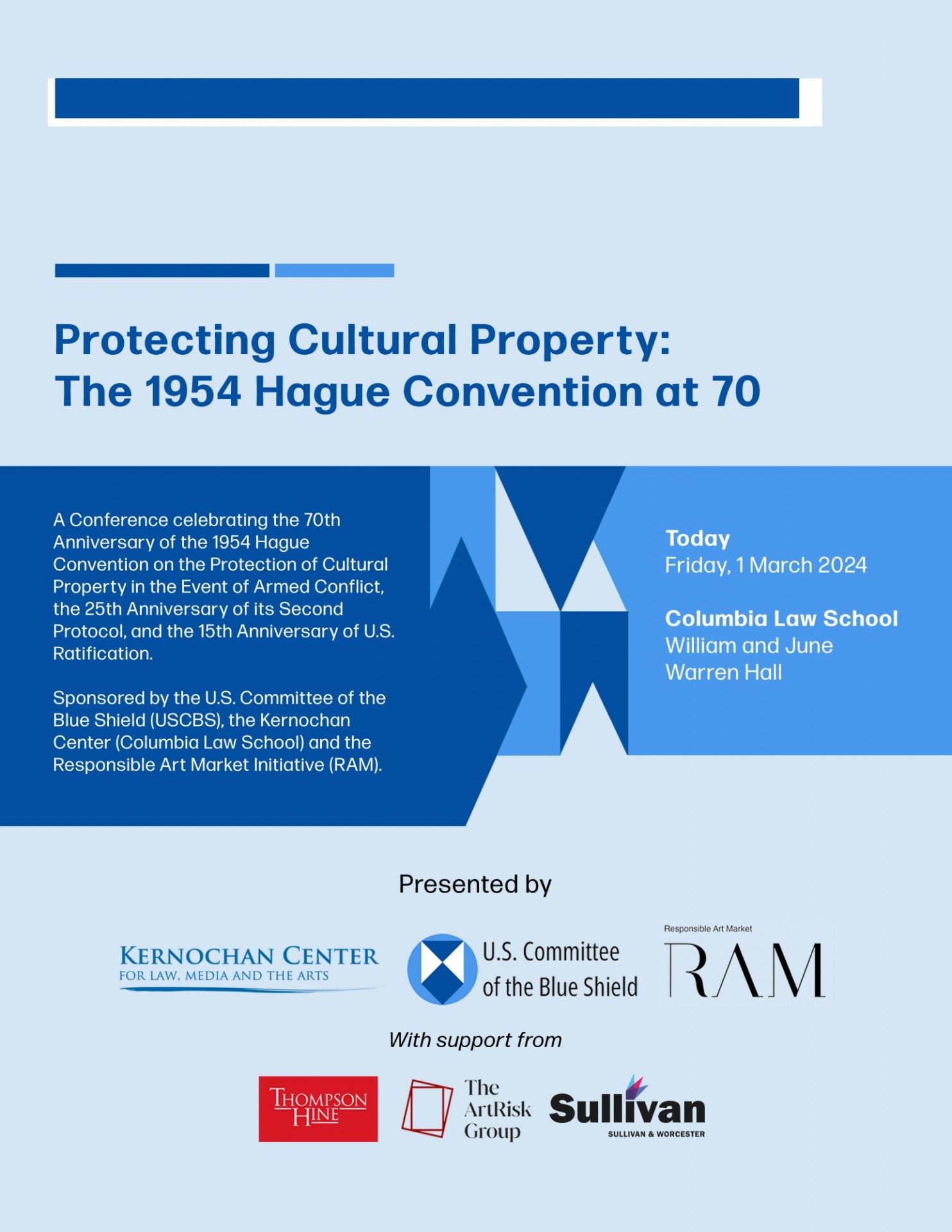 Art Law Symposium 2024: Protecting Cultural Property: The 1954 Hague Convention at 70