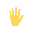 yellow open hand in stop position