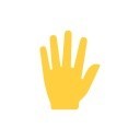 Yellow hand open in stop gesture 