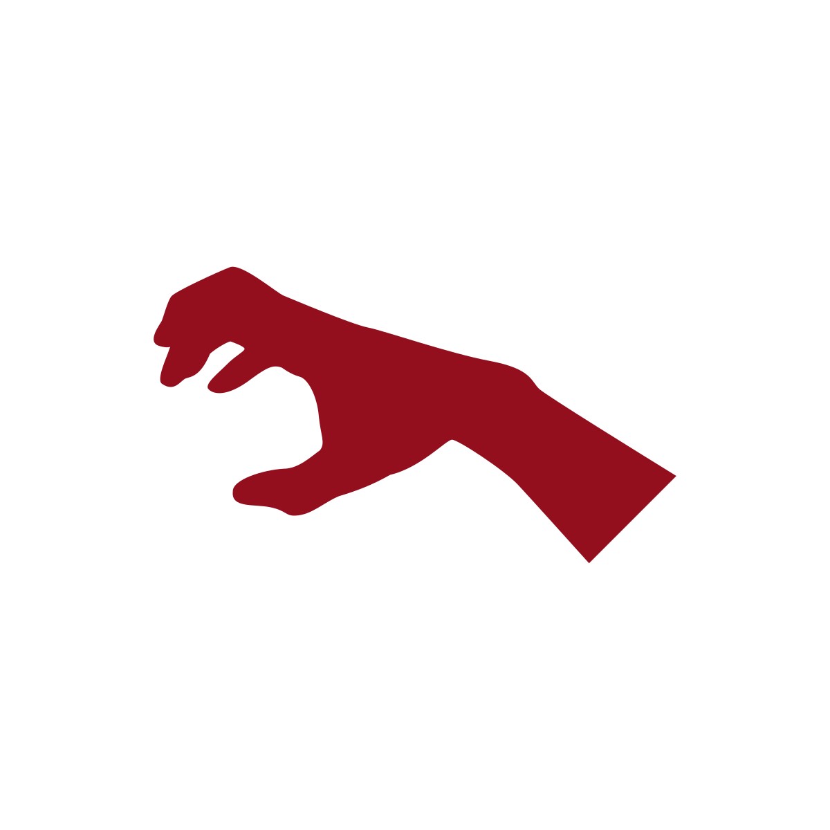 burgundy hand in an overreaching position